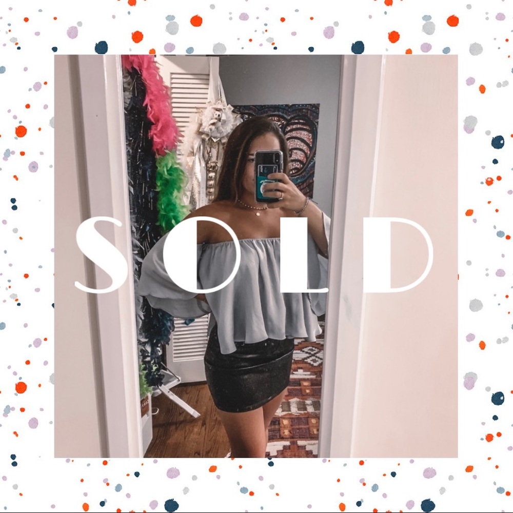 Satin blue off the shoulder top